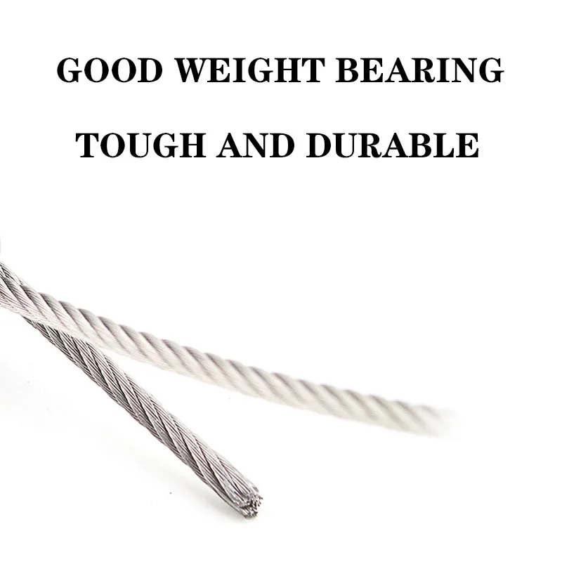 3.0mm Diameter 10M Stainless Steel Wire Rope Cable Lifting Load Bearing Strong Waterproof Corrosion-Resistant Clothesline 7X19