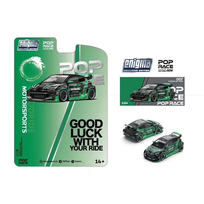 

Pop Race 1:64 GR Yaris Pandem Rocket Bunny Goodride Green-Black Blister Card Version Die-Cast Car Model Collection Miniature