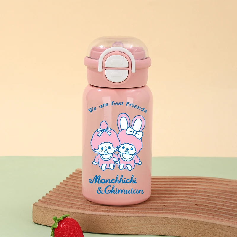 Cute Monchhichi Thermos Cup Girl School Water Bottle with Straw Women Office Coffee Mug Kids Winter Outdoor Kettle Children Gift view 3