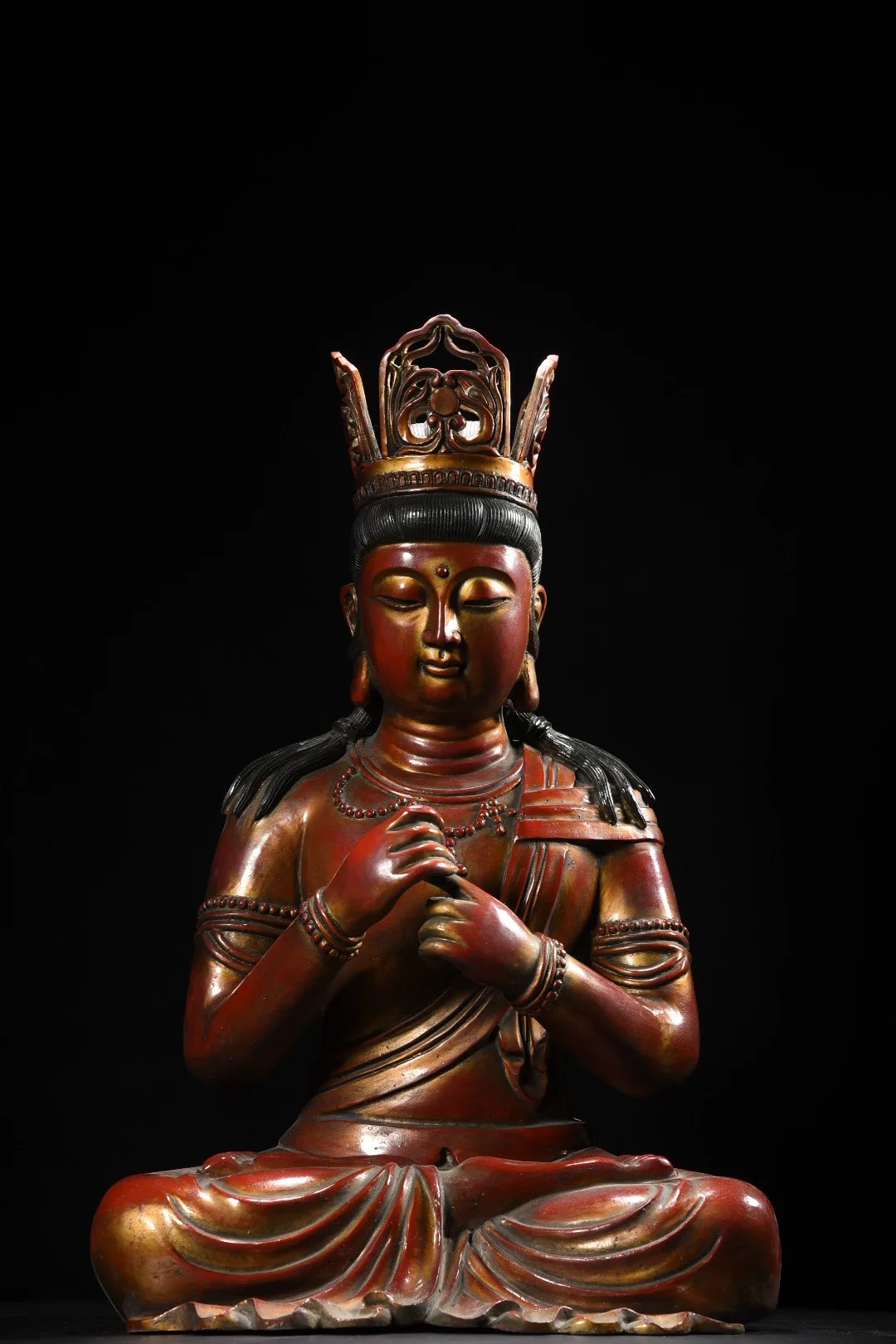 

Old Bronze Cinnabar Mud gold Parinirvana Shakyamuni sitting Buddha Amitabha Buddha Worship Hall Town house