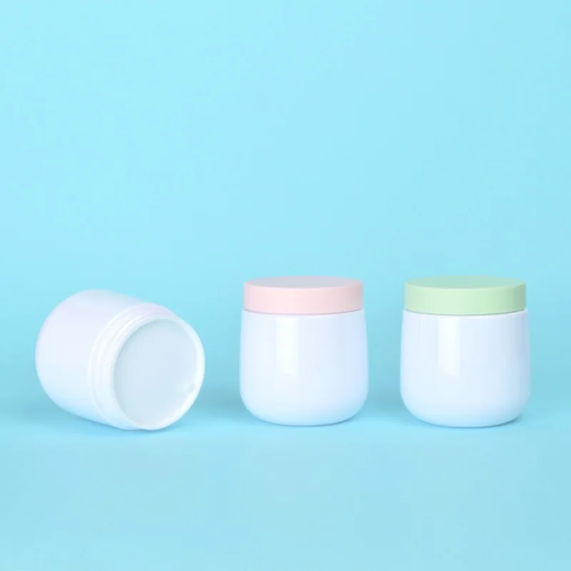 White Wide Mouth Bottle Harir Wax Pots Green/White/Pink Screw Lid Empty Plastic Skincare Cream Jars Cosmetic Containers 250ml