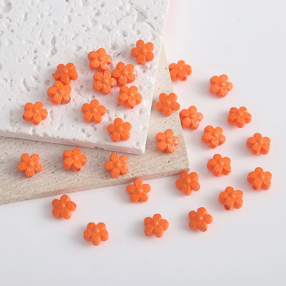 10PCS Colorful Baked Enamel Acrylic Flower Beads Loose Spacer Beads For Jewelry Making DIY Bracelet Necklace Accessories