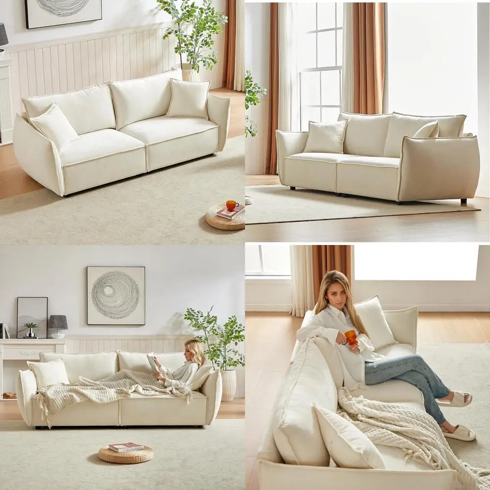 

Minimalist Style Sectional Sofa, Breathable Upholstered Modular Loveseat, Comfortable Leisure Couch, Sturdy Solid Wood Frame, Id