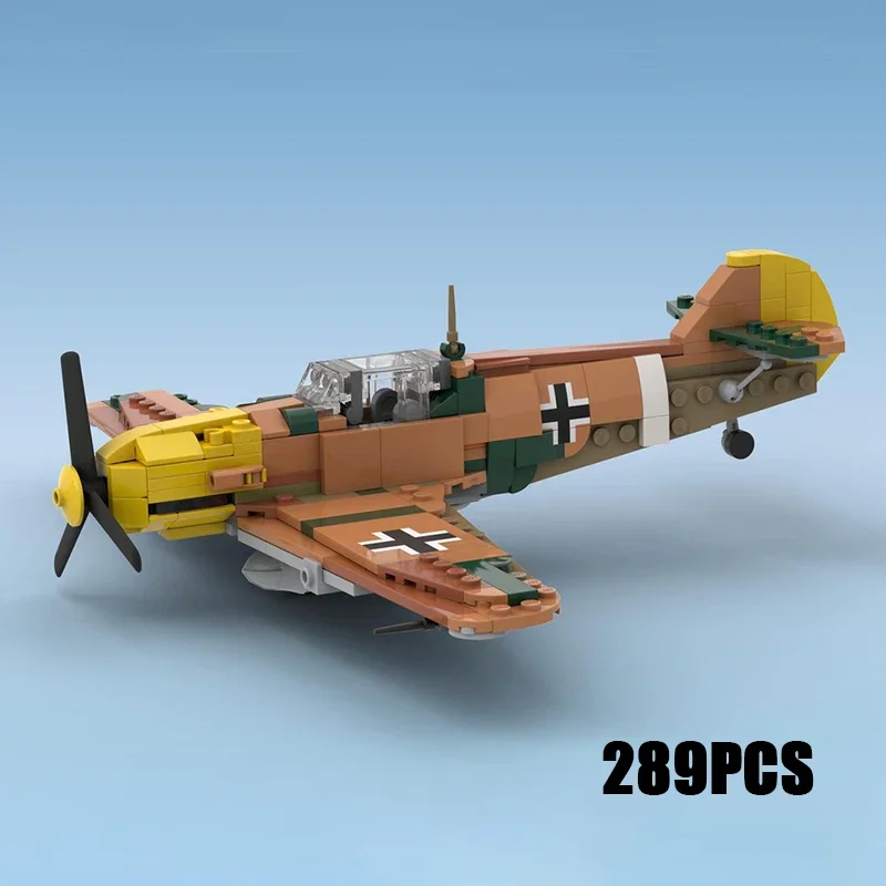 

Военная Модель Moc, строительные блоки, Messerschmitt Bf109 E-7 Too Fighter, технологические блоки, подарки, рождественские игрушки, наборы для сборки своими руками