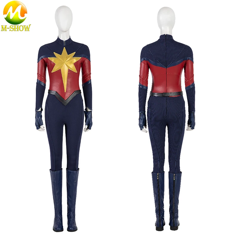 

Captain Carol Cosplay Costume Heroine Carol Danvers Jumpsuit Set Superhero Outfit Halloween Masquerade Party Leather Suit