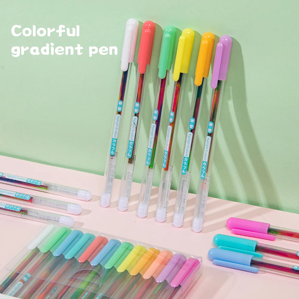 

6/12PCS creative hand account pen highlighter multi-color pen flash color pen color Kawaii stationery office student gift