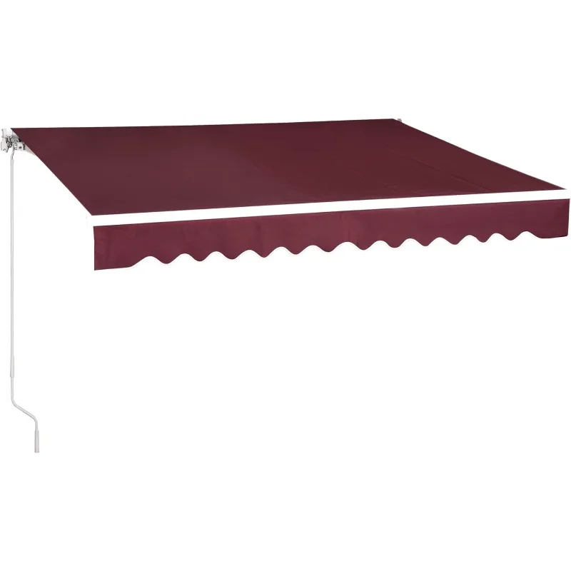 MCombo 12x10 Feet Manual Retractable Patio Door Window Awning Sunshade Shelter Outdoor Canopy, 1210 (Burgundy)