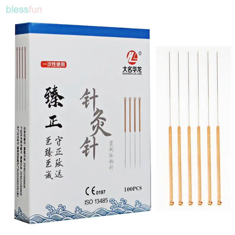 New Arrival Red Copper Handle Chinese Medicine  Acupuncture Needle Electroacupuncture Filiform Needle Beauty 100Pcs/Box