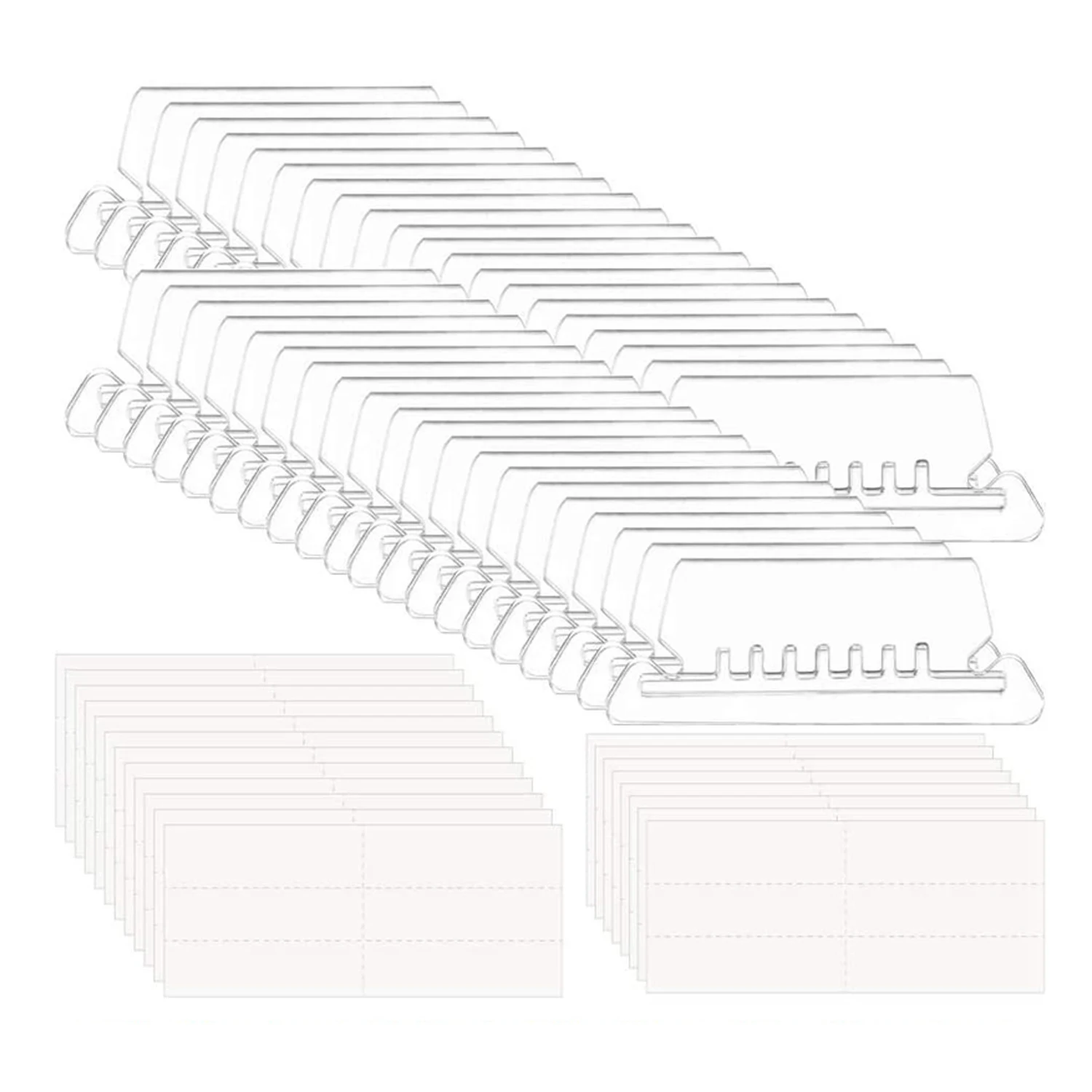 범용 투명 플라스틱 걸이식 폴더, 인덱스 라벨 탭, 사무실 학교 가정 용품용 종이 삽입물, 200PCs, 100PCs