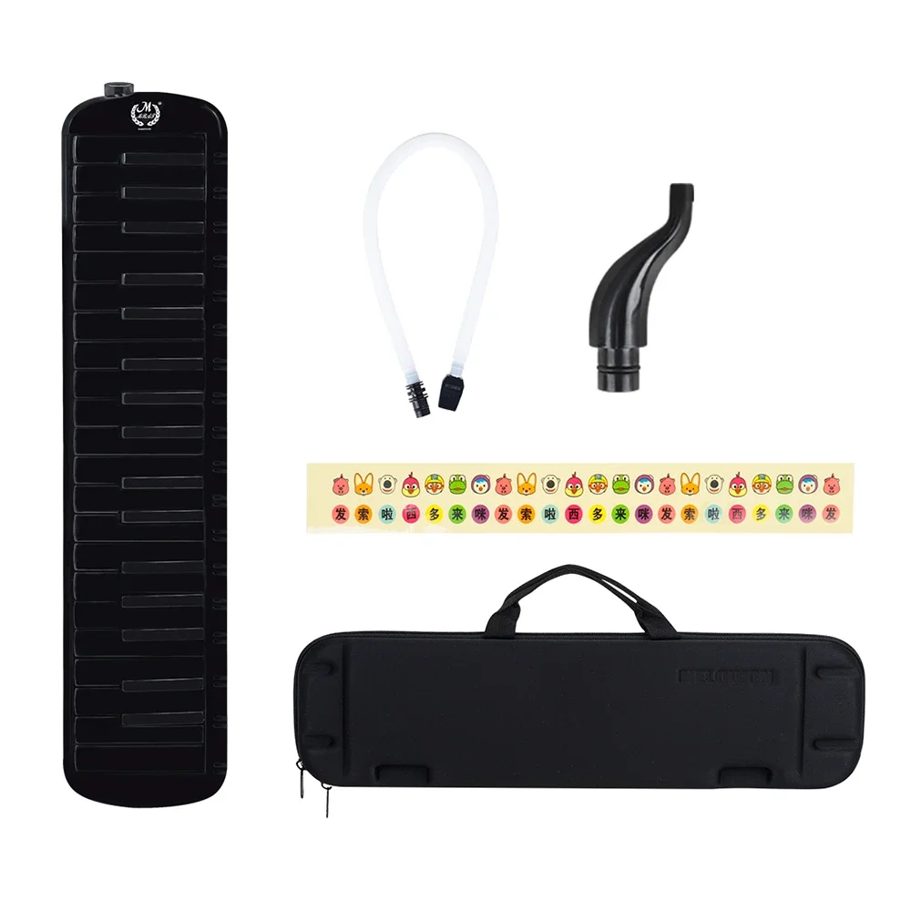 M MBAT 37 Keys Piano Melodica Quality Keyboard Musical Instrument Black With Carrying Bag for Music Lovers Beginners Kids Gift