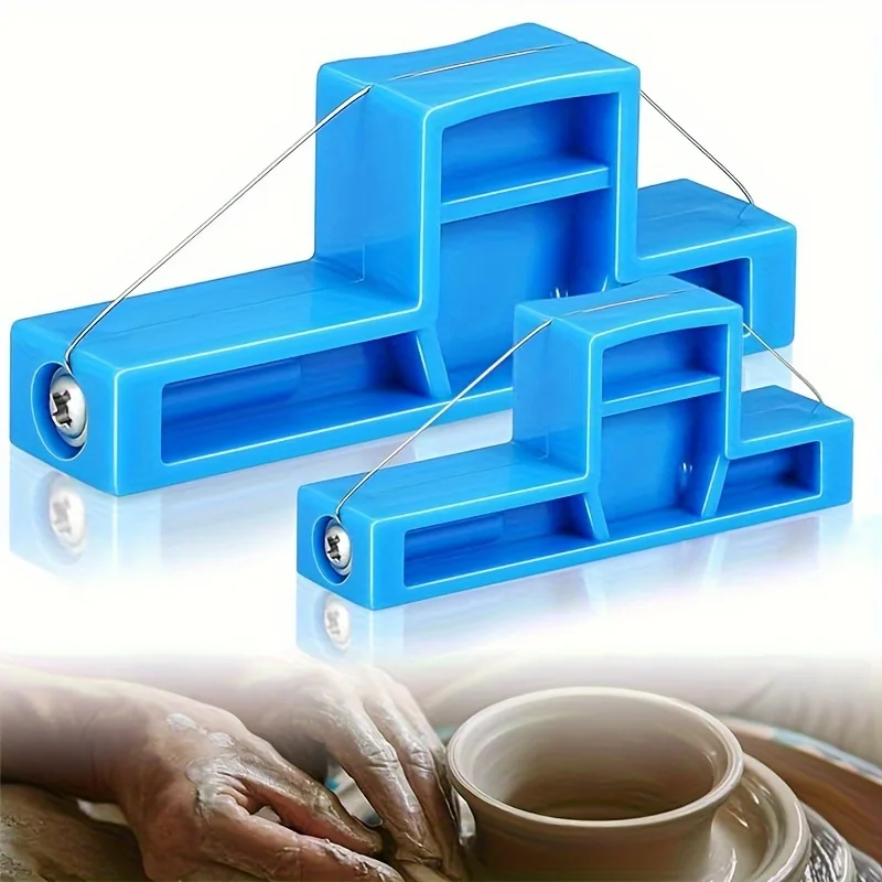 Outil d'argile à coupe d'angle 1 pièce, outil de garniture d'argile à onglet de fil, petit coupe d'angle de poterie, coupe-argile en plastique bleu de 2 tailles, Scribi de poterie