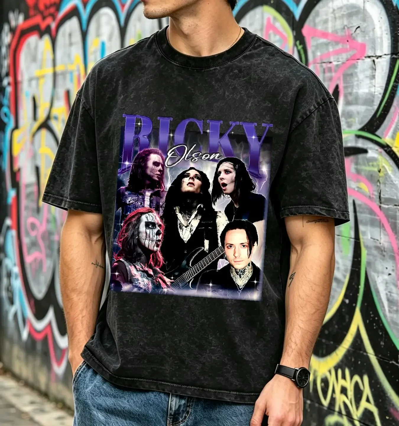 washed T Shirt Limited Ricky Olson Vintage Motionless Fan Homage Retro 90s long or short sleeves vintage Washed Unisex Stylish