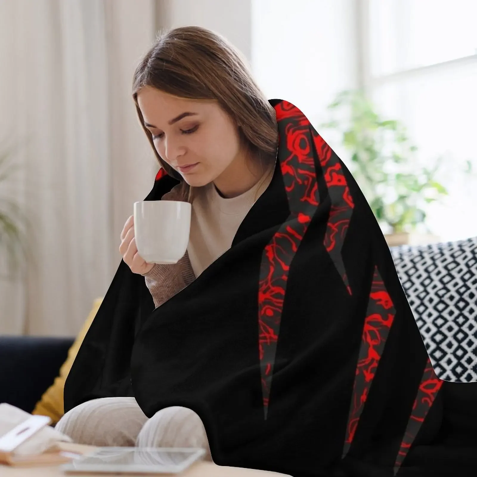 بطانية رمي كلاسيكية من Warframe Stalker Sigil بطانيات ناعمة منقوشة للسفر بطانيات جميلة لبطانيات الأرائك #3