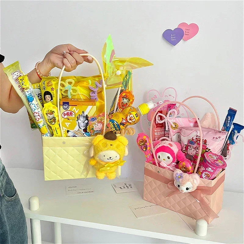 Macaron Lattice Flower Gift Bag Waterproof Bouquet Packaging Tote Bag Floral Handbag For Wedding Birthday Party Valentine's Day view 5