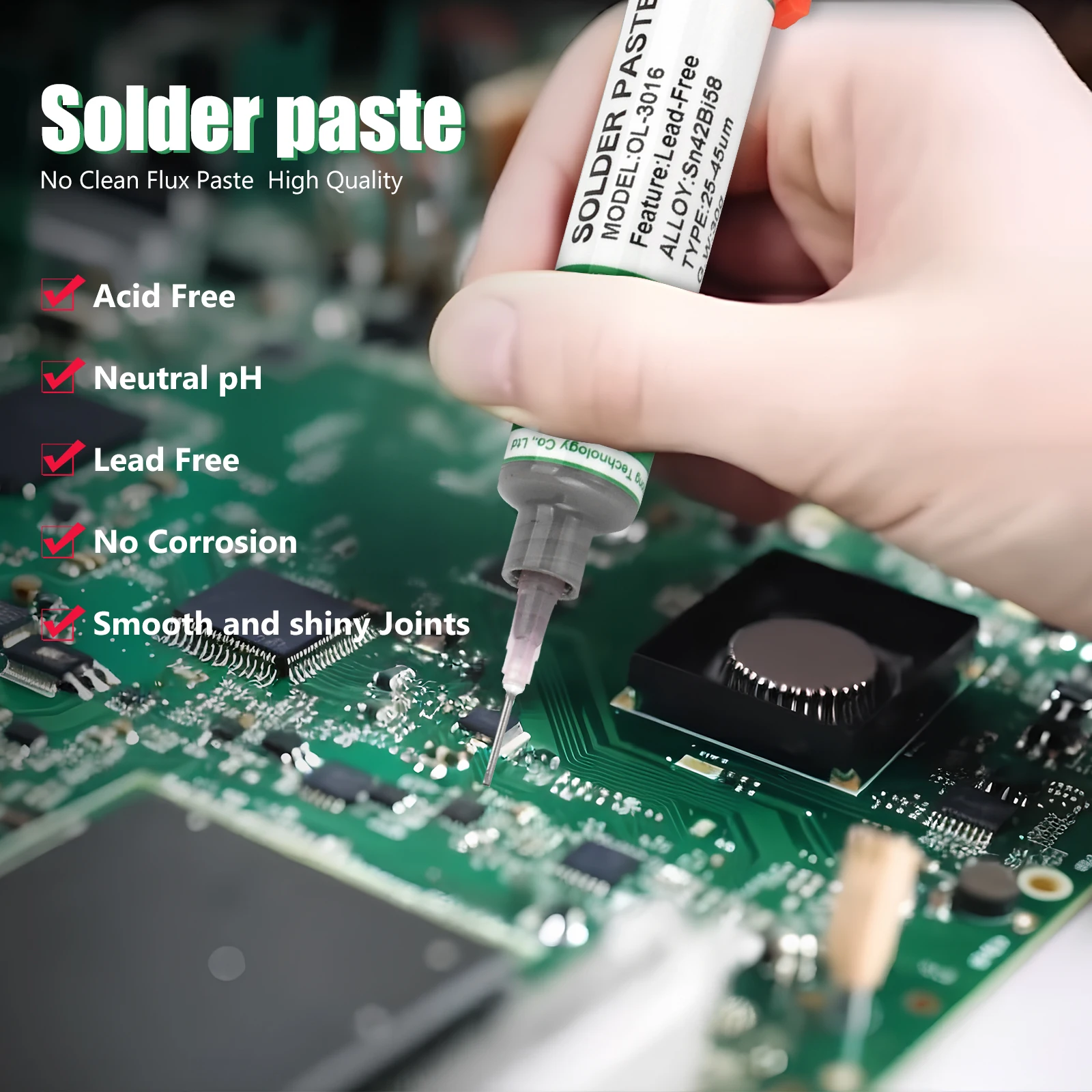 138/183℃ Solder Paste Syringe Flux for Soldering SMD BGA IC PCB Needle Tube Tin Sn42bi58 Welding Paste Welding Components