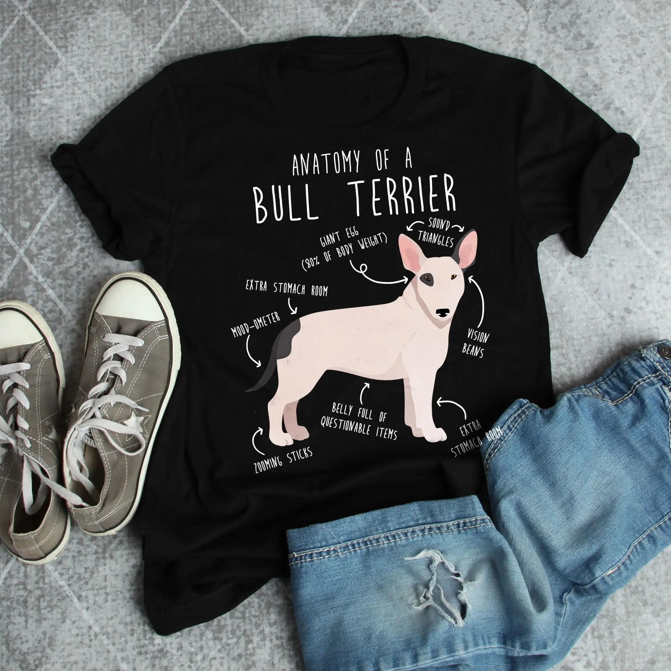 Camiseta Bull Terrier divertida amante de los perros lindo Bully Chiwawa mascota mamá papá anatomía blanca