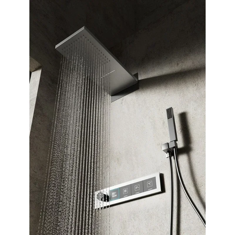 Concealed shower All copper thermostatic digital shower set Ceiling spray Hidden embedded wall type