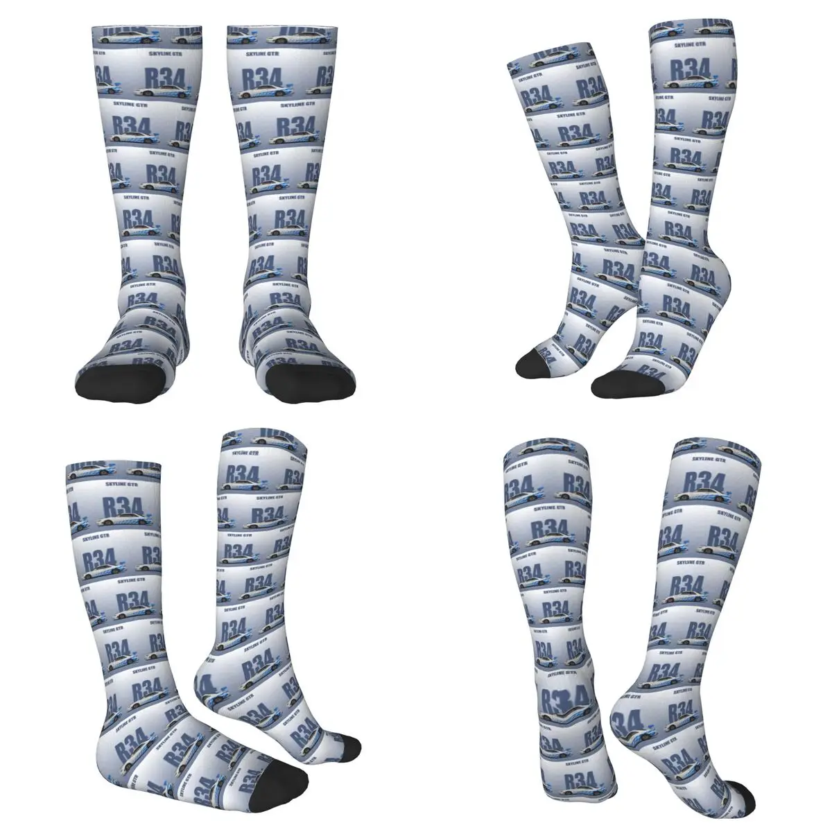 

All Seasons Skyline GTR R34 Socks Harajuku Sport Middle Tube Socks Soft Fashion Stockings for Men Women