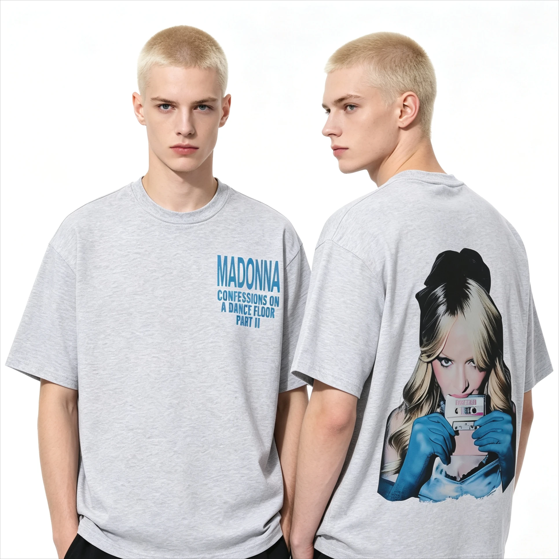 T-shirt unisexe ample et décontracté imprimé Madonna CONFESSIONS II Album Tour 2026, style Hip Hop Streetwear – Grande Vente