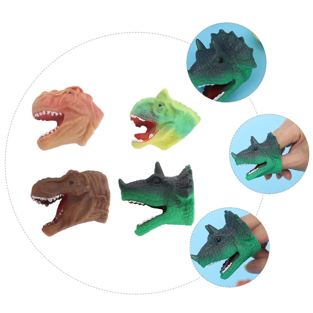 4 Pcs Dinosaur Hand Puppet Compact Toys Head Finger Smooth Edges Kid Plastic Mini Puppets Children's