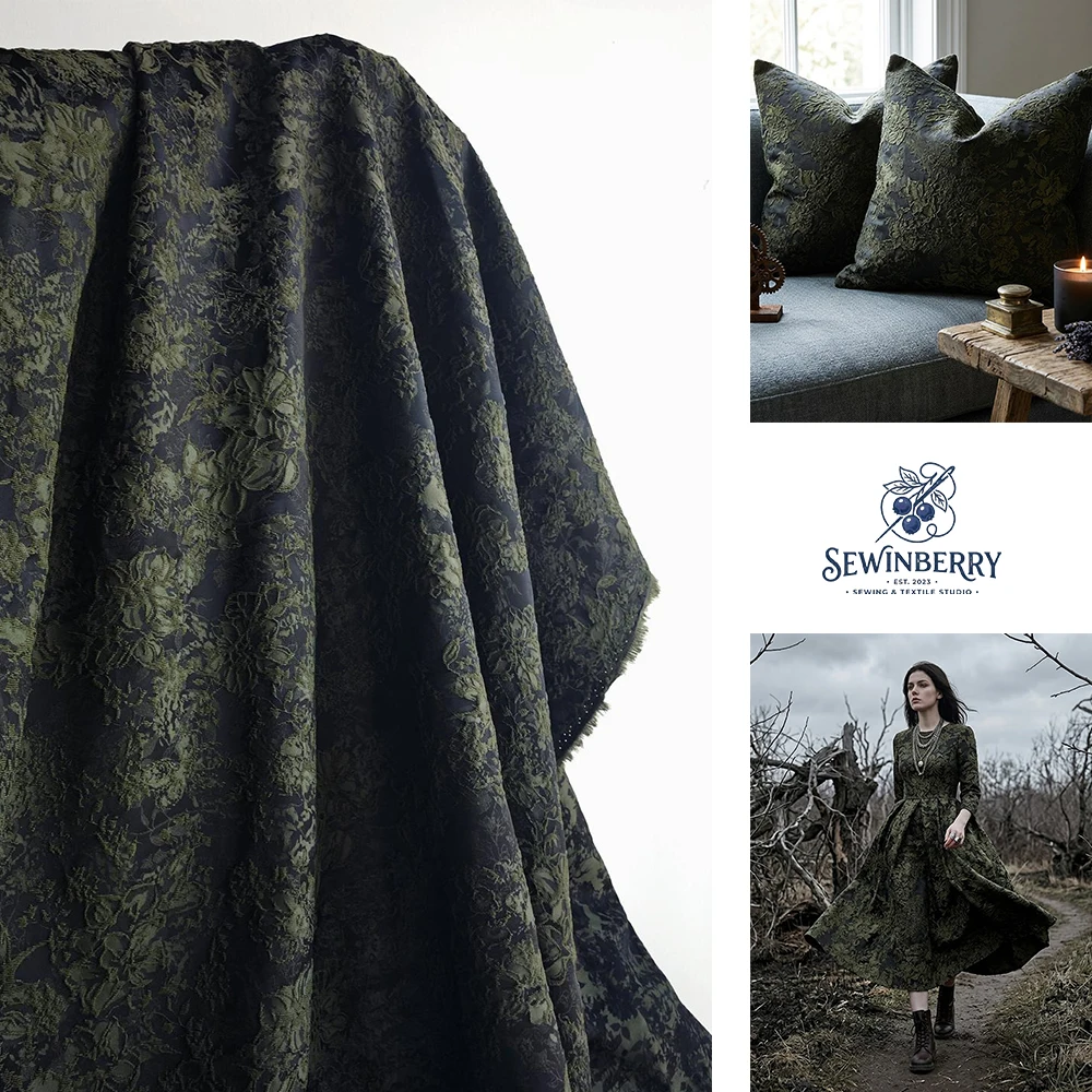 Dark Green Jacquard Polyester Fabric 50x140cm New Chinese Style For Fat Quarter Patchwork DIY Supplies