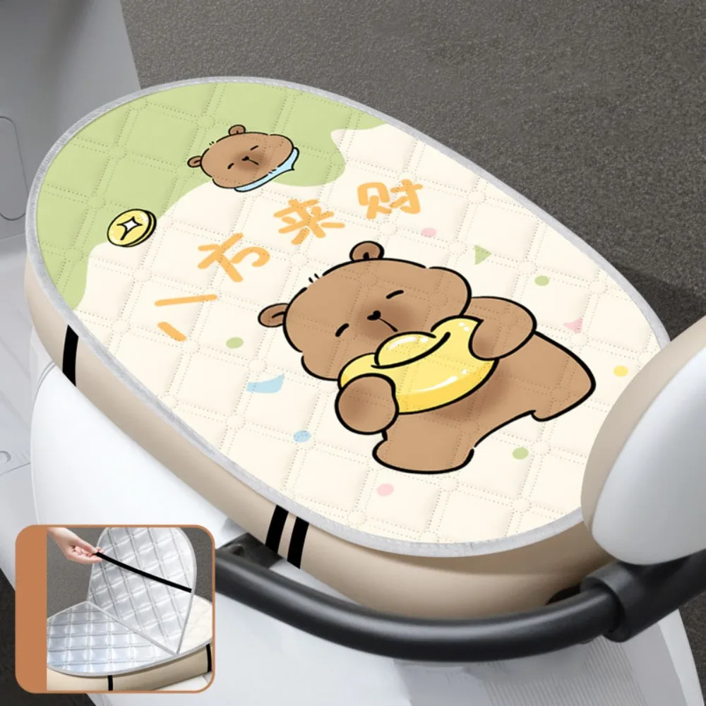 

Cartoon Electric Bicycle Seat Cover Breathable Waterproof Scooter Seat Protector Anti-scalding Sun Protection Flip Over Pad