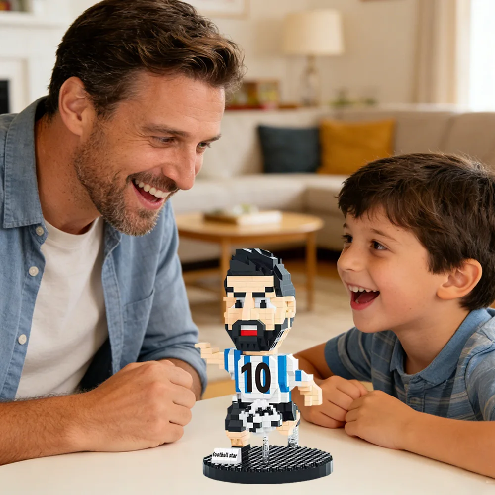 

Messi Building Block Set with Framed Jersey Mosaic, 10# Argentina Soccer Star Brick Figure, Collectible for Football Fans