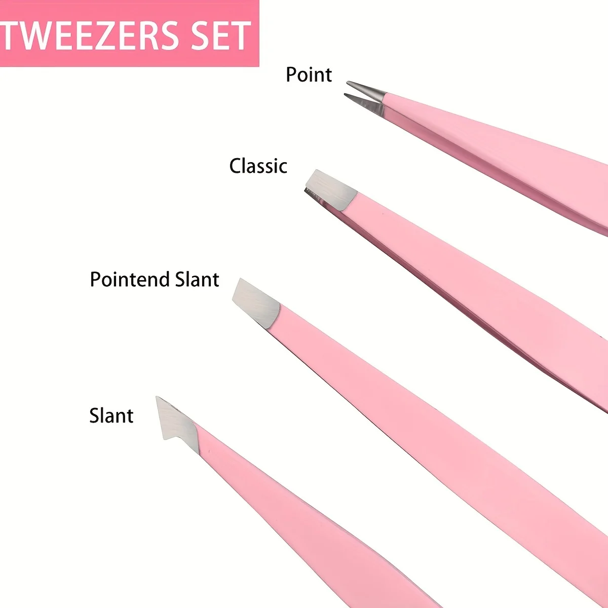 Outils de précision pour poils du visage, poils incarnés, ensemble de pincettes de toilettage des sourcils hypoallergéniques en acier inoxydable, 4 pièces