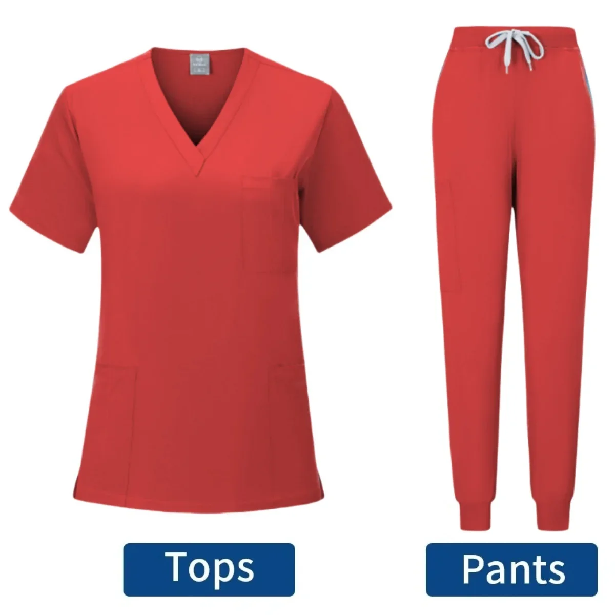 Nuovo Scrub Set Uniformi mediche Scrub elasticizzato Top con pantaloni tascabili Uniforme da infermiera Tuta da medico per chirurgia Abbigliamento da lavoro per salone di bellezza