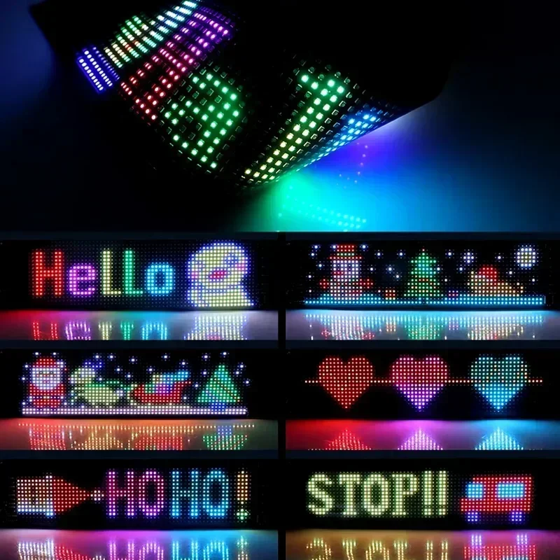 لوحة بكسل مصفوفة LED قابلة للبرمجة لوحة نصية قابلة للتمرير APP بلوتوث التحكم شاشة عرض مرنة لديكور علامة شاحنة السيارة