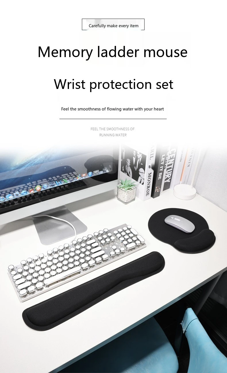 Handgelenkauflage-Set, Mauspad, Tastaturunterstützung, ergonomische Schreibtischunterlage für Büro und Gaming, 3 Größenoptionen – Detail 1