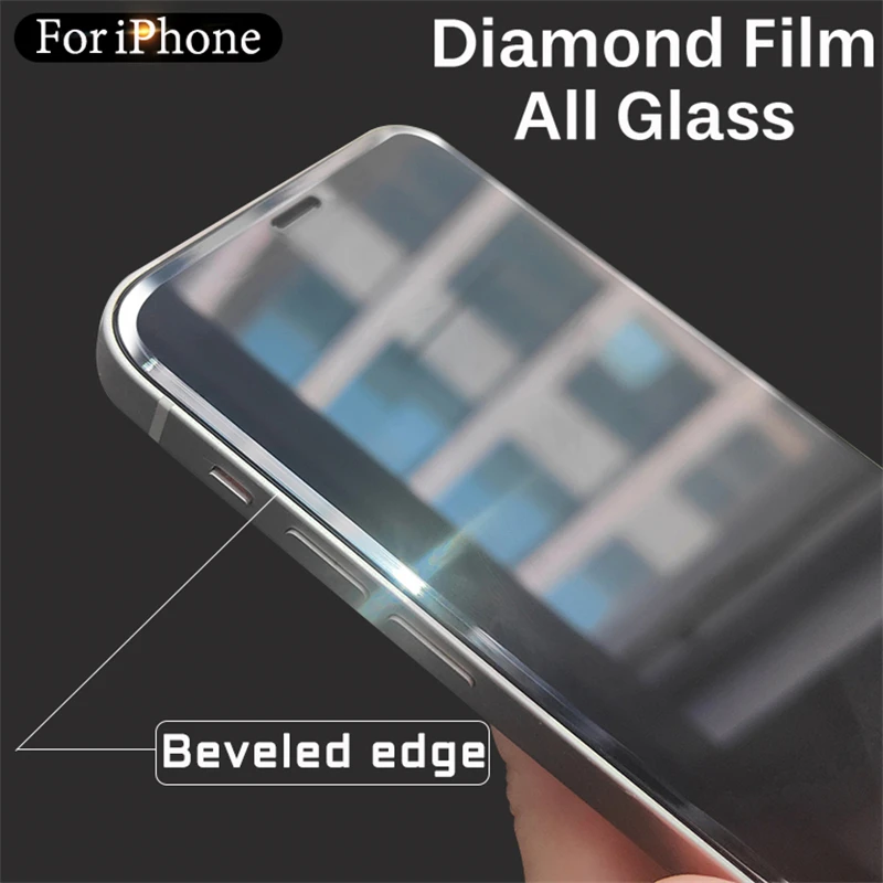 Full Cover Cut Edge Luxury Screen Protector For iPhone 16 15 14 13 Pro Max 0.4mm Tempered Glass 12 11 iphone14 Plus X R XS S XR