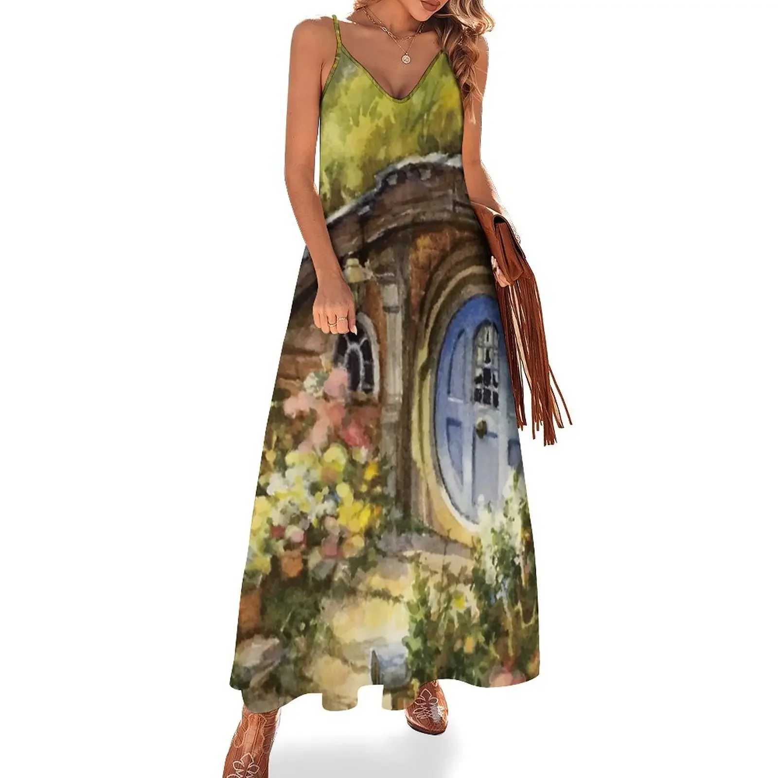 hobbiton oil painting poster-1 Poster Sleeveless Dress women long dresses wedding dresses for parties