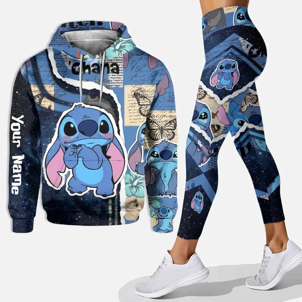 Stitch 3d Hoodie Leggings Pak Dames Hoodie Set Yoga Broek Joggingbroek Vrouwen Disney Yoga Hoodie Legging Mode Trainingspak