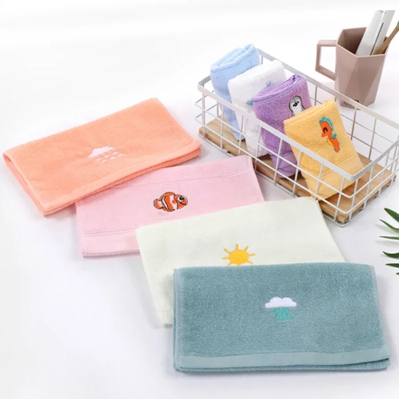 Children Towels Baby Face Towel Soft Embroidered Absorbent Cotton Bath Towels for Newborn Kids Handkerchief Shower Stuff 25*50cm