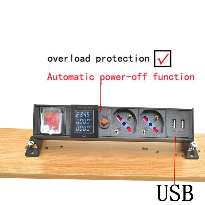 Imagem -06 - Pdu Power Strip Cabinet Rack Soquete Escondido Desktop Soquete Italiano Alemão Armário com Amperímetro Proteção contra Sobrecarga Usb 1.2m Line 17ac