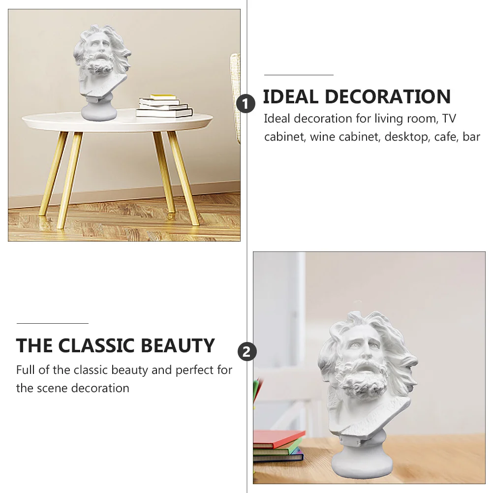 

1Pcs Resin Craft Ornament Imitation Plaster Portrait Men Bust Sculpture Great Gift Choice for All Resin Portrait Sculpture