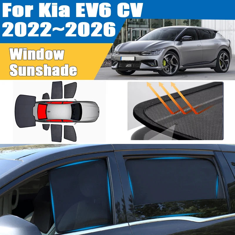 

Солнцезащитная сетка для Kia EV6 CV 2022~2026, теплоизоляционная, магнитная, с защитой от УФ-излучения, аксессуар для авто