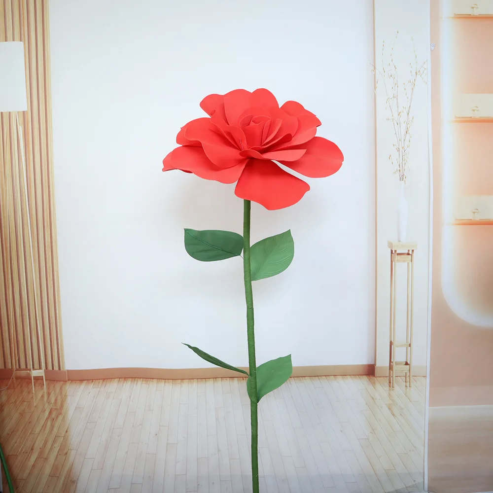 Pe Artificial Decorative Rose Set Diy High-End Handmade 2cm Diameter Flower Pole Props Shopping Mall Decoration Wedding Decorati