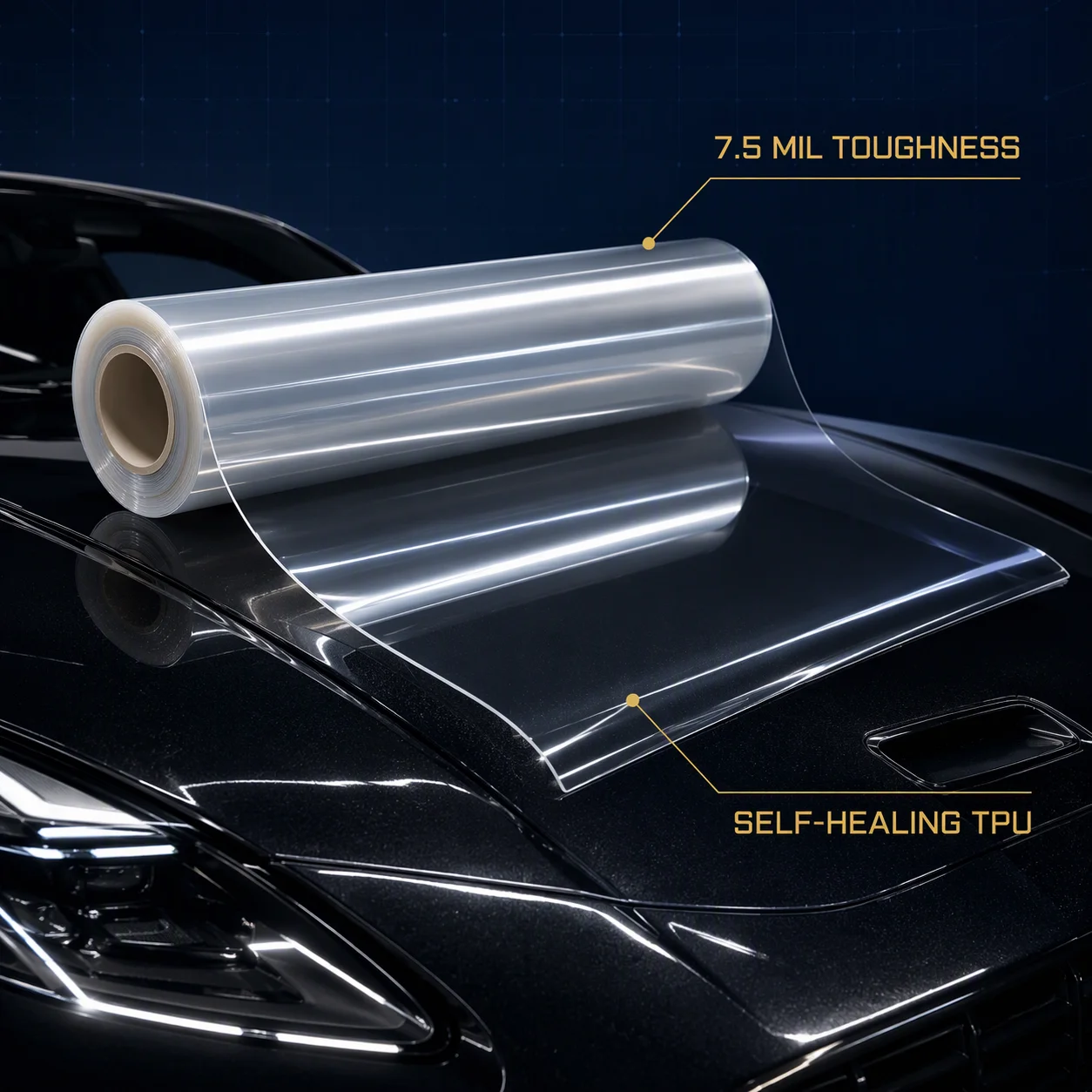 MULE TPU PPF Car Paint Protection Film Self Healing Clear Wrap 7.5Mil Hydrophobic Invisible Vehicle Body Shield