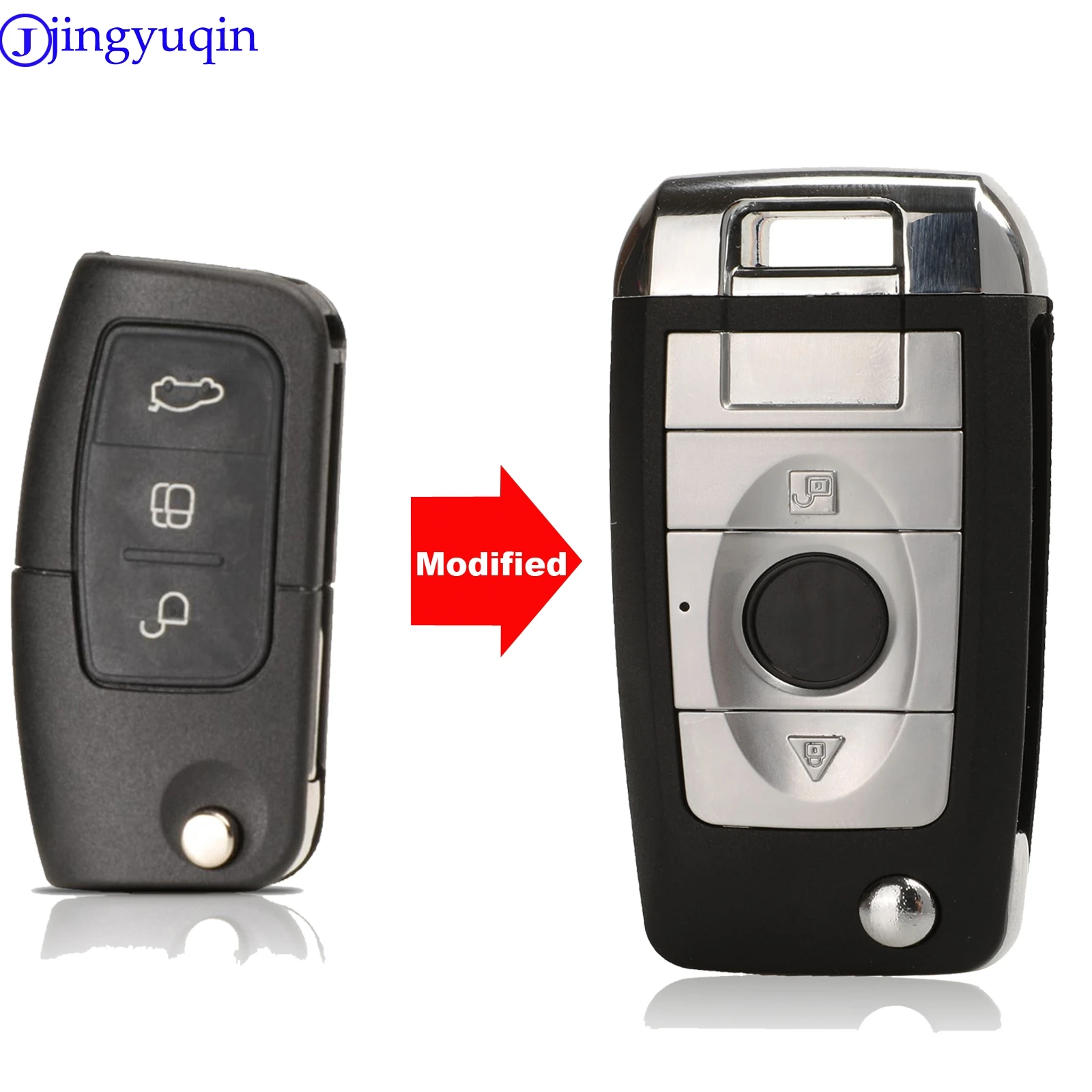 jingyuqin 3 Button Modified Car Flip Key Shell Case for Ford Fiesta Focus 2 Ecosport Kuga Escape C Max Ka Fob