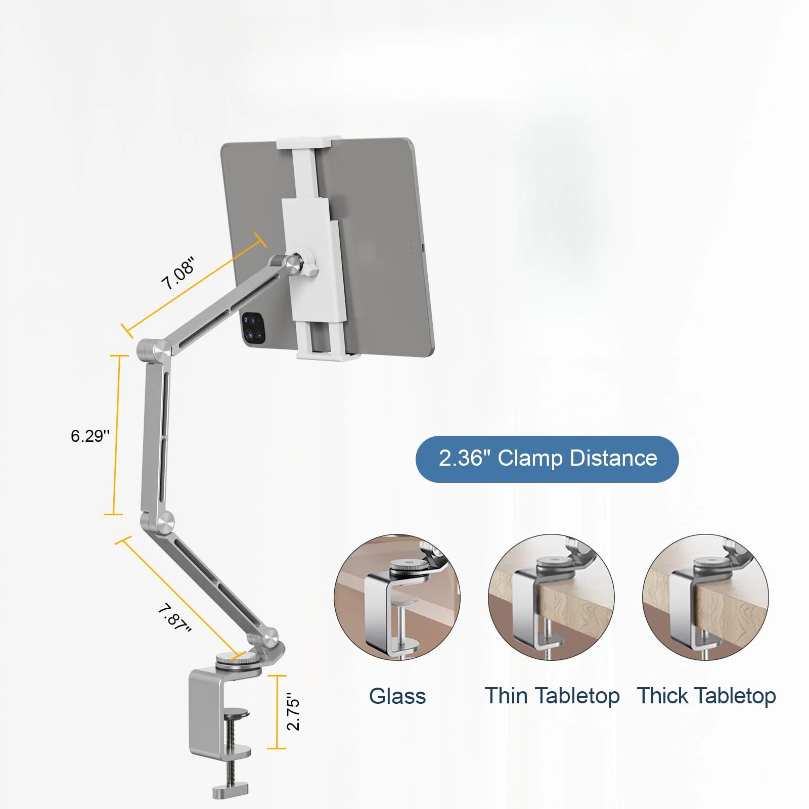 Tablet Stand Holder Tablet Desk Mount Adjustable Foldable Arm Mount with 360°Rotate, Phone Holder Tablet Stand for Desk and Bed