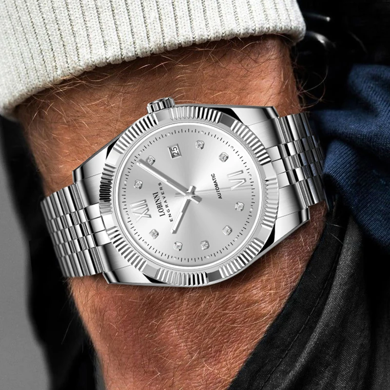 LOBINNI acciaio inossidabile 316L orologio da polso meccanico automatico maschile MIYOTA 8215 movimento zaffiro specchio Waterpoor orologi da uomo