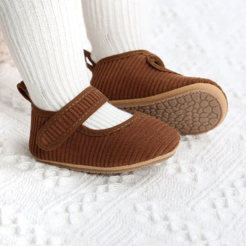 Autumn Baby Girls Boys Non-Slip Corduroy First Walking Shoes Soft Sole Solid Infant Sock Shoes