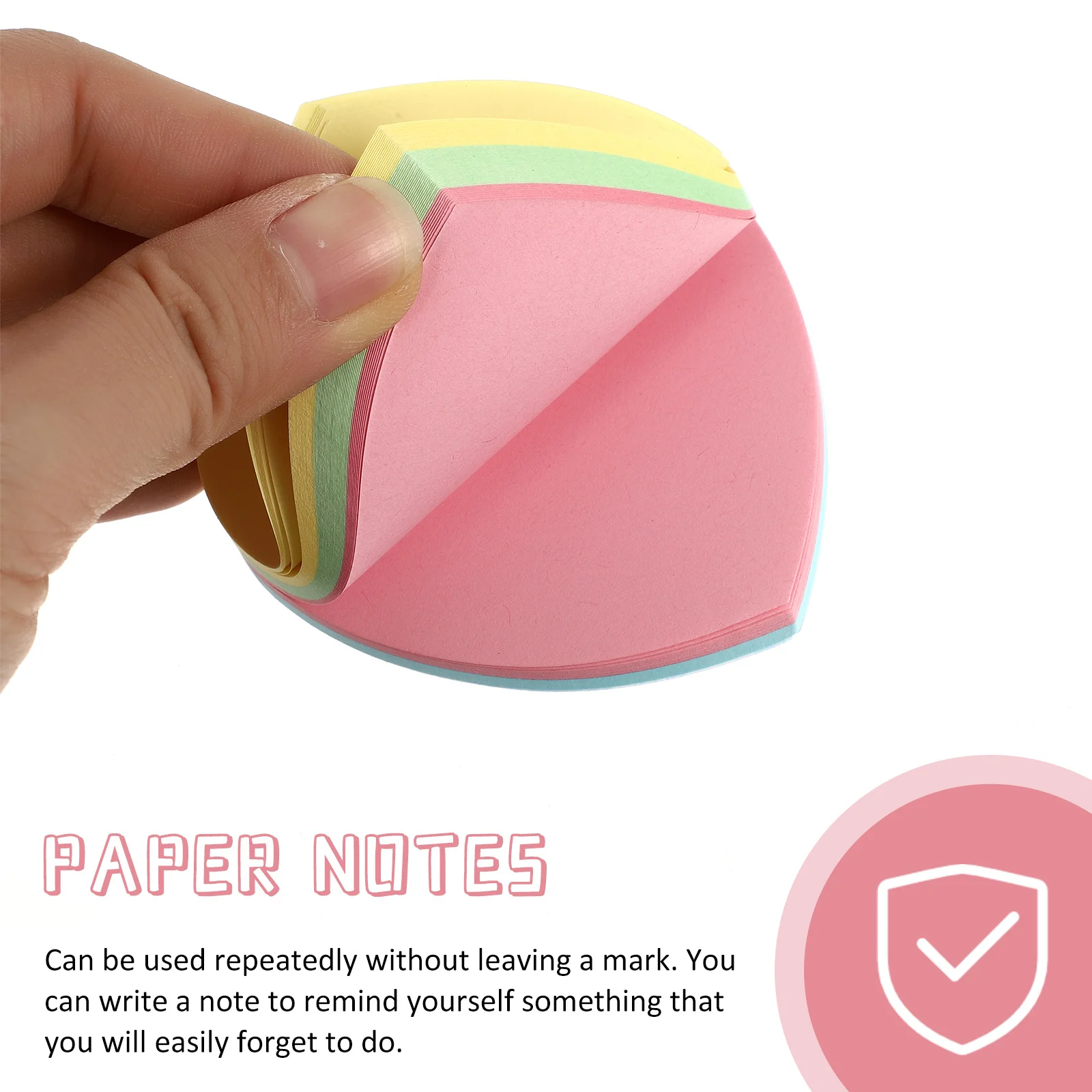 

3Pcs Heart Shape Post Memo Paper Pads Reusable Removable Adhesive for Home Office Study Revision Reminder