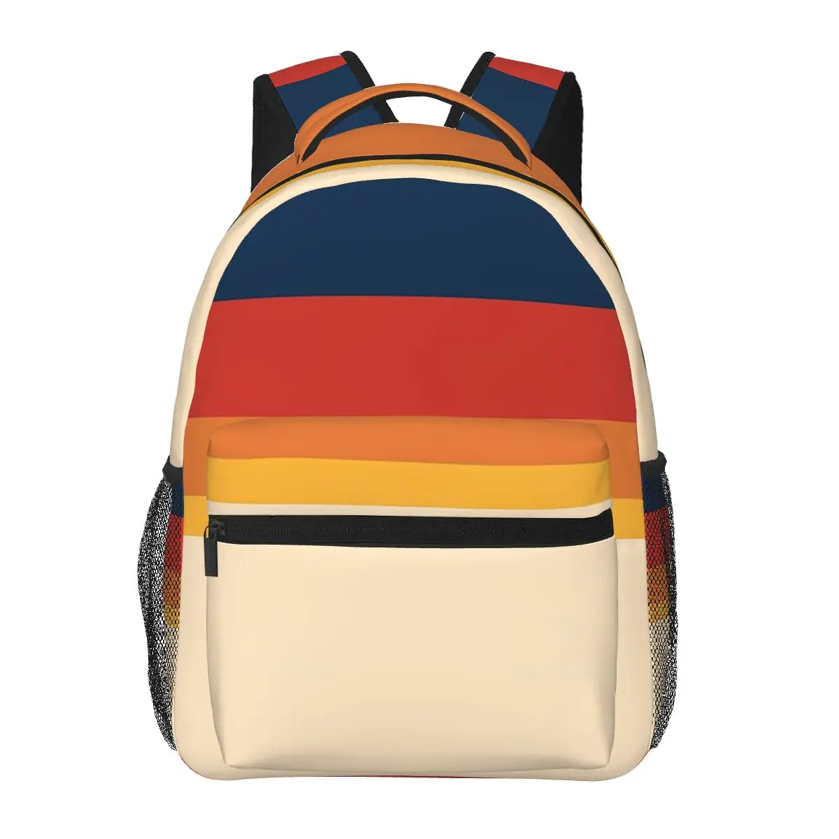 

70s Vintage Stripes Retro Student Backpack School Bag Hiking Travel Daypack for Boys Girls Fashion Bookbag Shoulder Bags