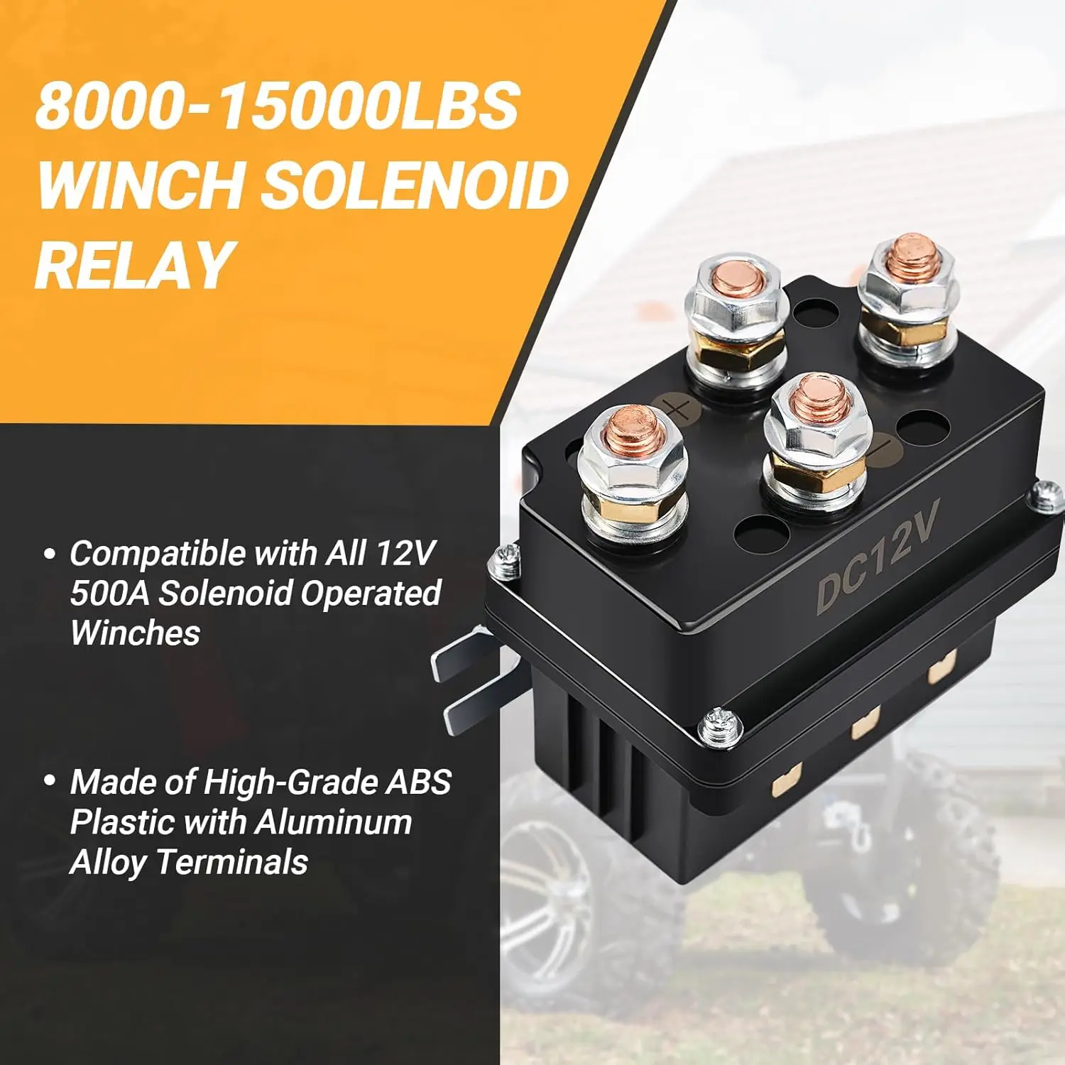 Winch Solenoid Relay Contactor 12V 500A Winch Relay Thumb Truck for 8000-15000lbs ATV UTV Boat 4x4 Vehicles Winch