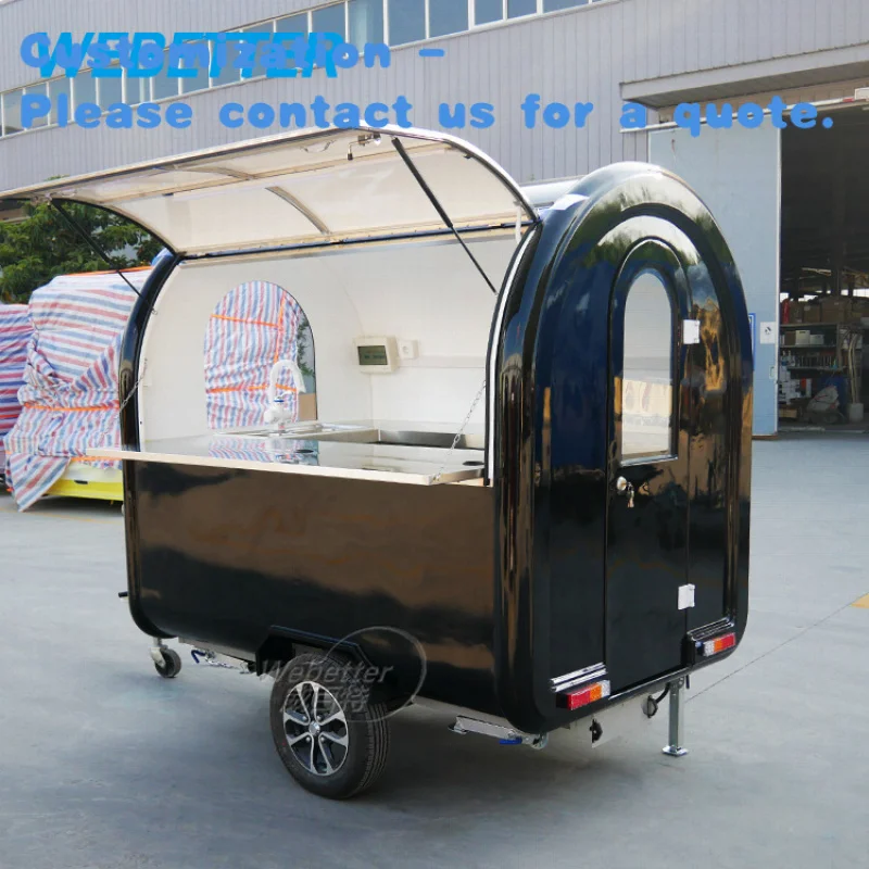 

custom.WEBETTER Towable Coffee Shop Mobile Food Cart Trailer Round Mobile Stainless Steel Snack Fast Food Vending Truck