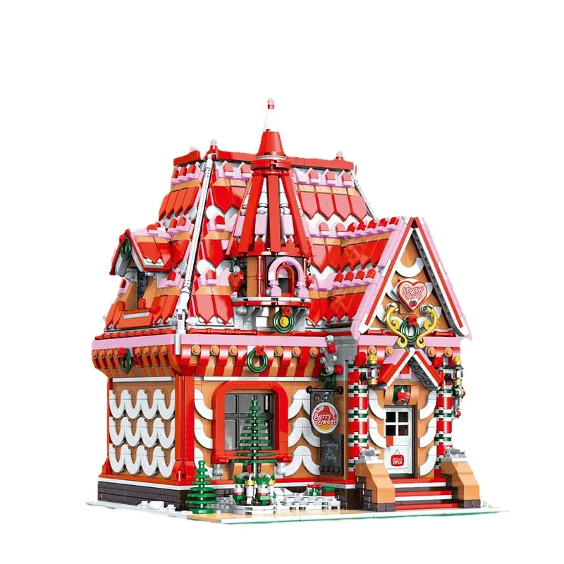 Strawberry House Building Block Kit Street Scene Architecture Series Assembly Ornaments Puzzle Toy Kid Xmas Gift 33204