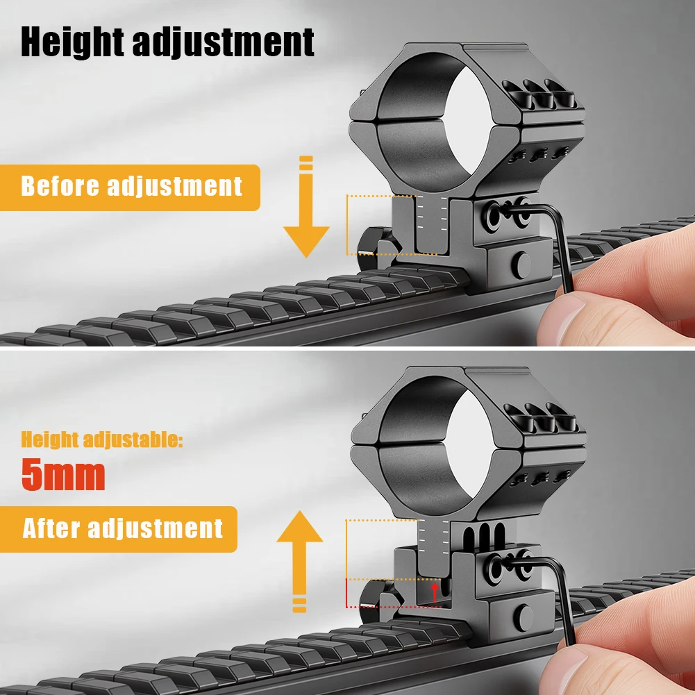UniqueFire Rifle Scope Rings,1 inch 25.4mm - 30mm Adjustable Angle & Height  Flashlight Mount fit for 20mm Picatinny Rails view 3